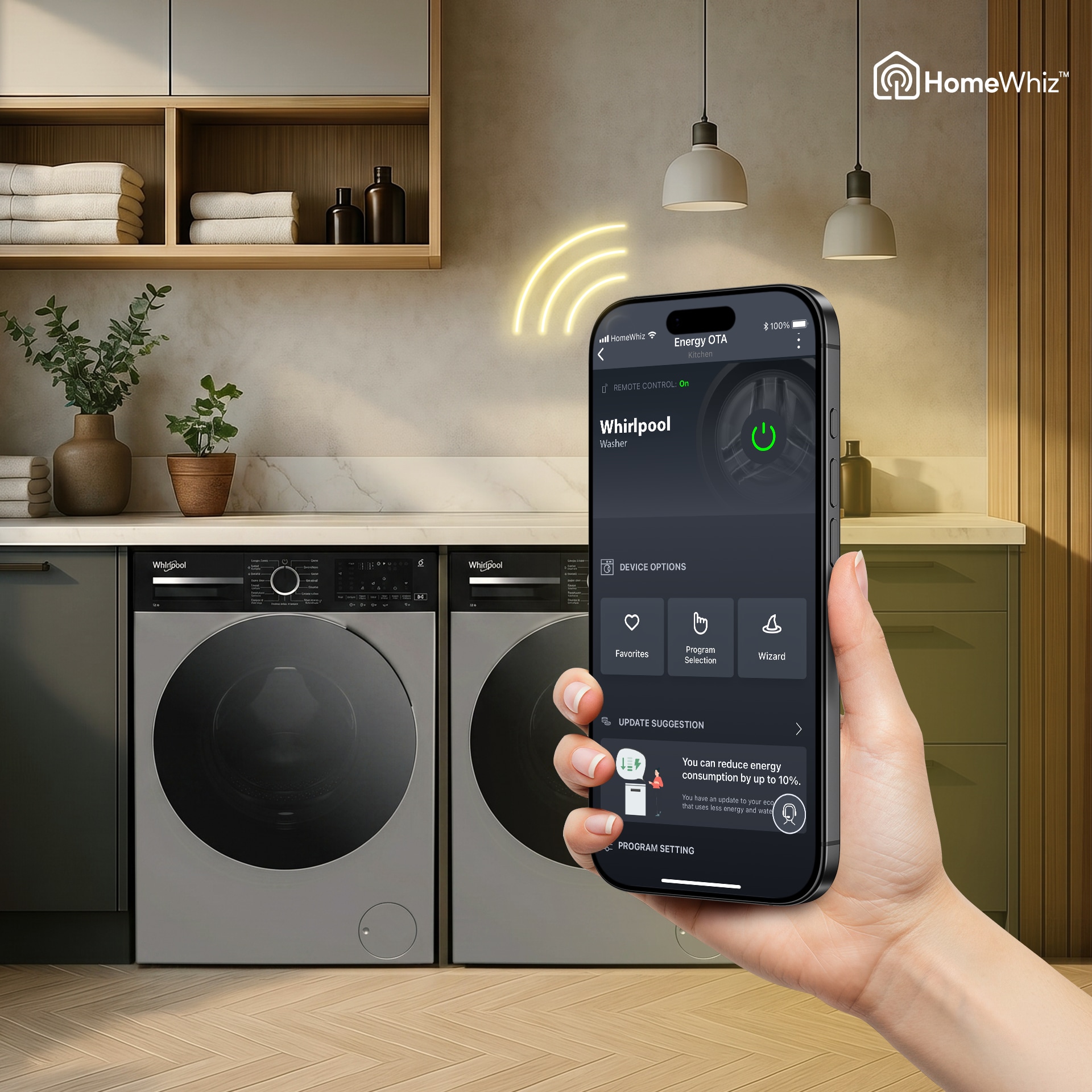 Application HomeWhiz Whirlpool - Gestion du lavage